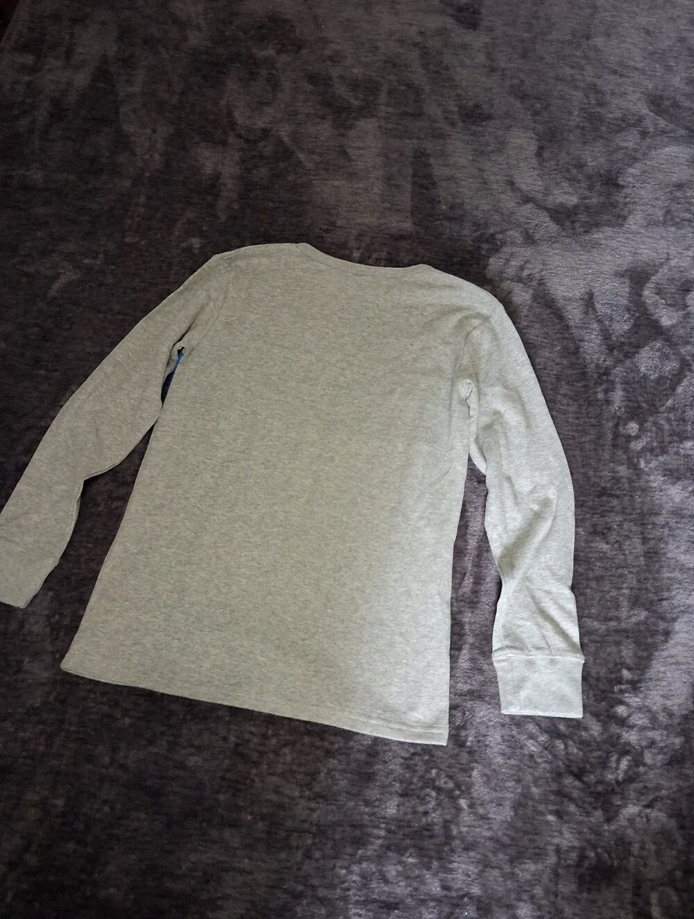 NWT The Childrens Place Boys Thermal Long Sleeve Shirt Gray/Blue Stripe XL 14